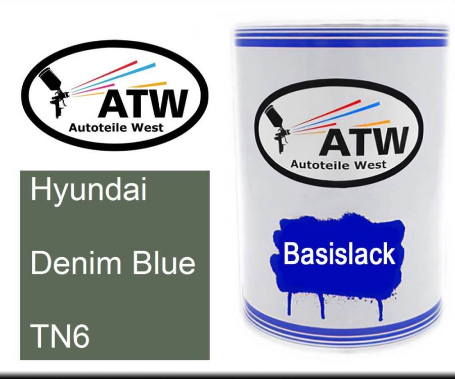 Hyundai, Denim Blue, TN6: 500ml Lackdose, von ATW Autoteile West.